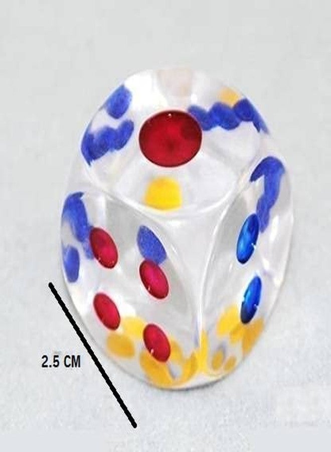 موريل مجموعة موريل من 3 مكعبات كبيرة شفافة 2.5 سم بنقاط متعددة الألوان - للعب لعبة السلم والثعبان، لودو، جينغا، حفلات الحانات، النزهات، ألعاب العمل، ملحقات ألعاب الطاولة. - Image 2